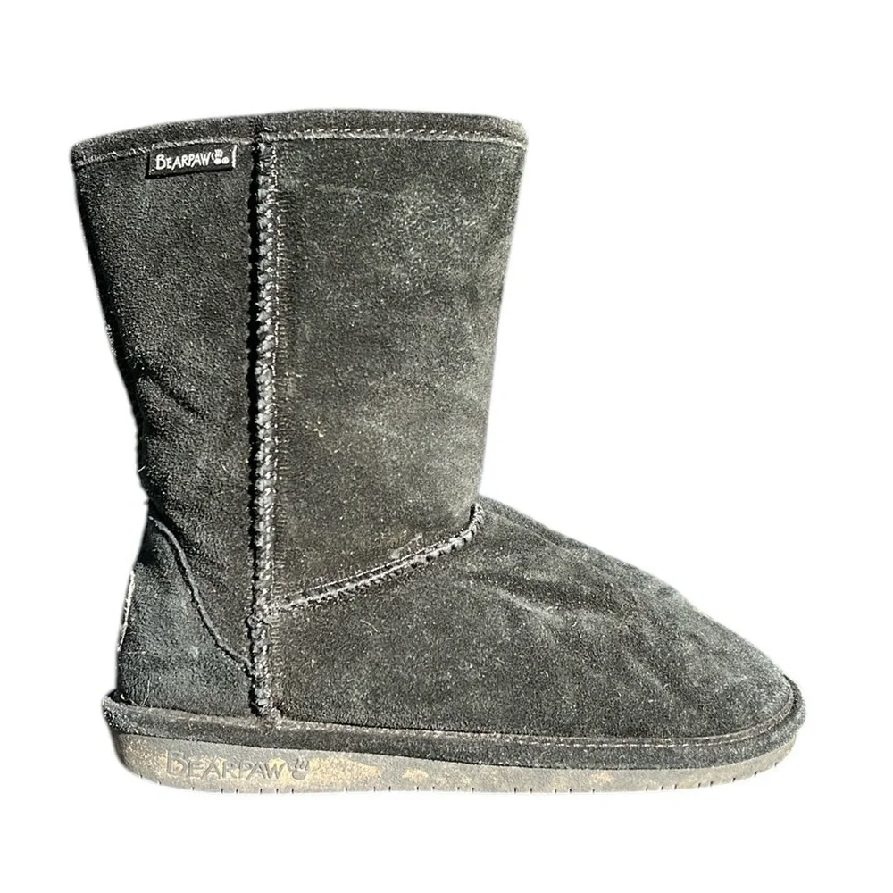 Bearpaw Emma Short Boots sheepskin/wool blend lining, black, size 7